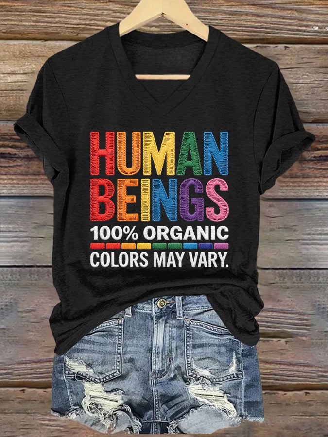 Women's Human Beings Colors May Vary Print Casual T-shirt
