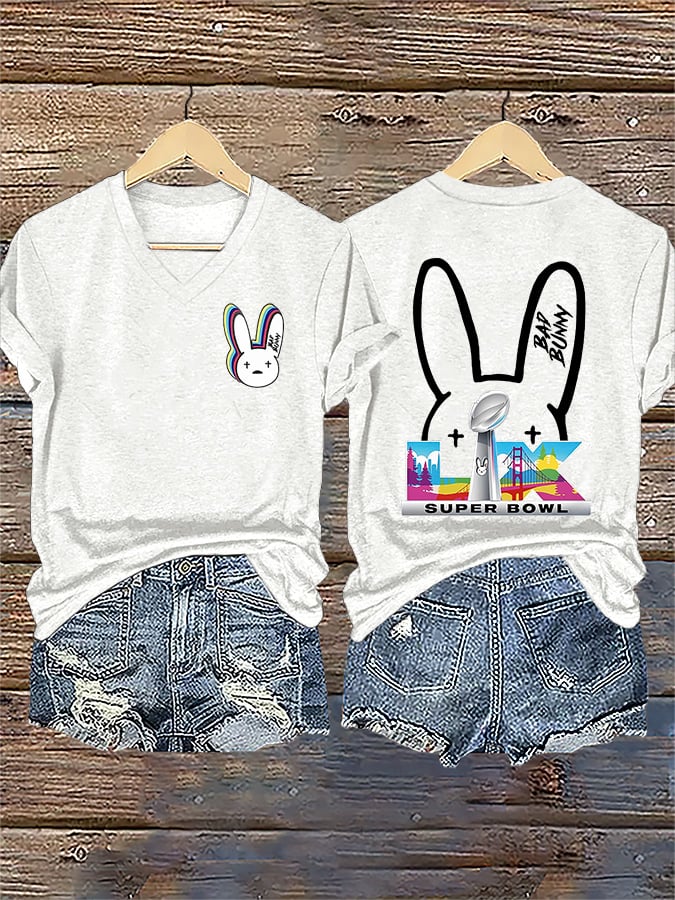 Women's Bunny Football Music Lover T-Shirt