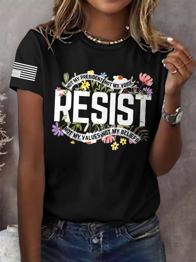 🔥Buy 3 Get 15% Off🔥Retro Resist Not My President, Not My Voice, Not My Values, Not My Beliefs Print T-Shirt
