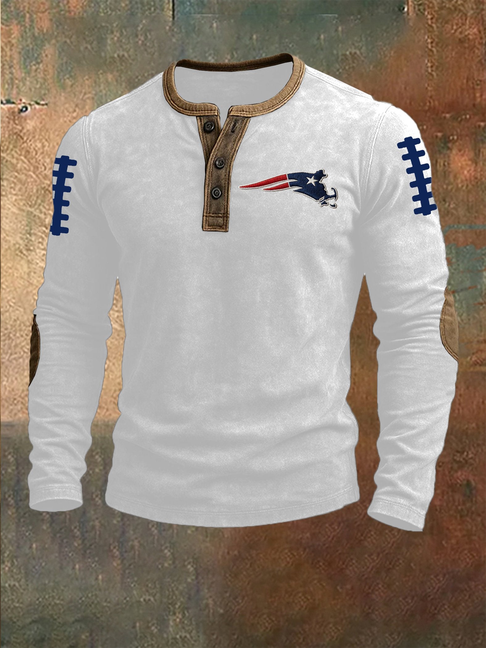 Men's Football Print Henley Top