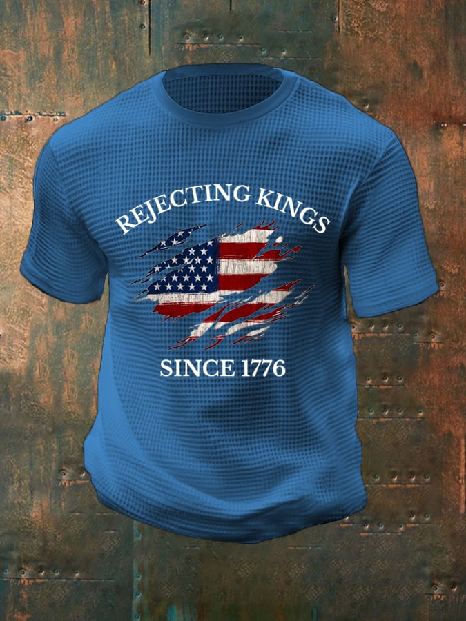 🔥Buy 3 Get 15% Off🔥Men's “Rejecting Kings Since 1776” Waffle T-Shirt