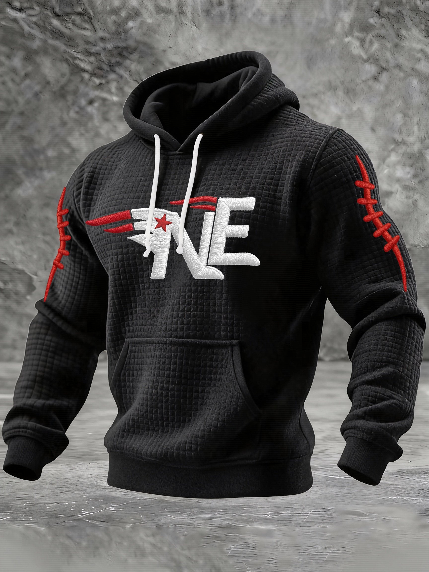 Men’s Football Graphic Plaid Hoodie Sweatshirt