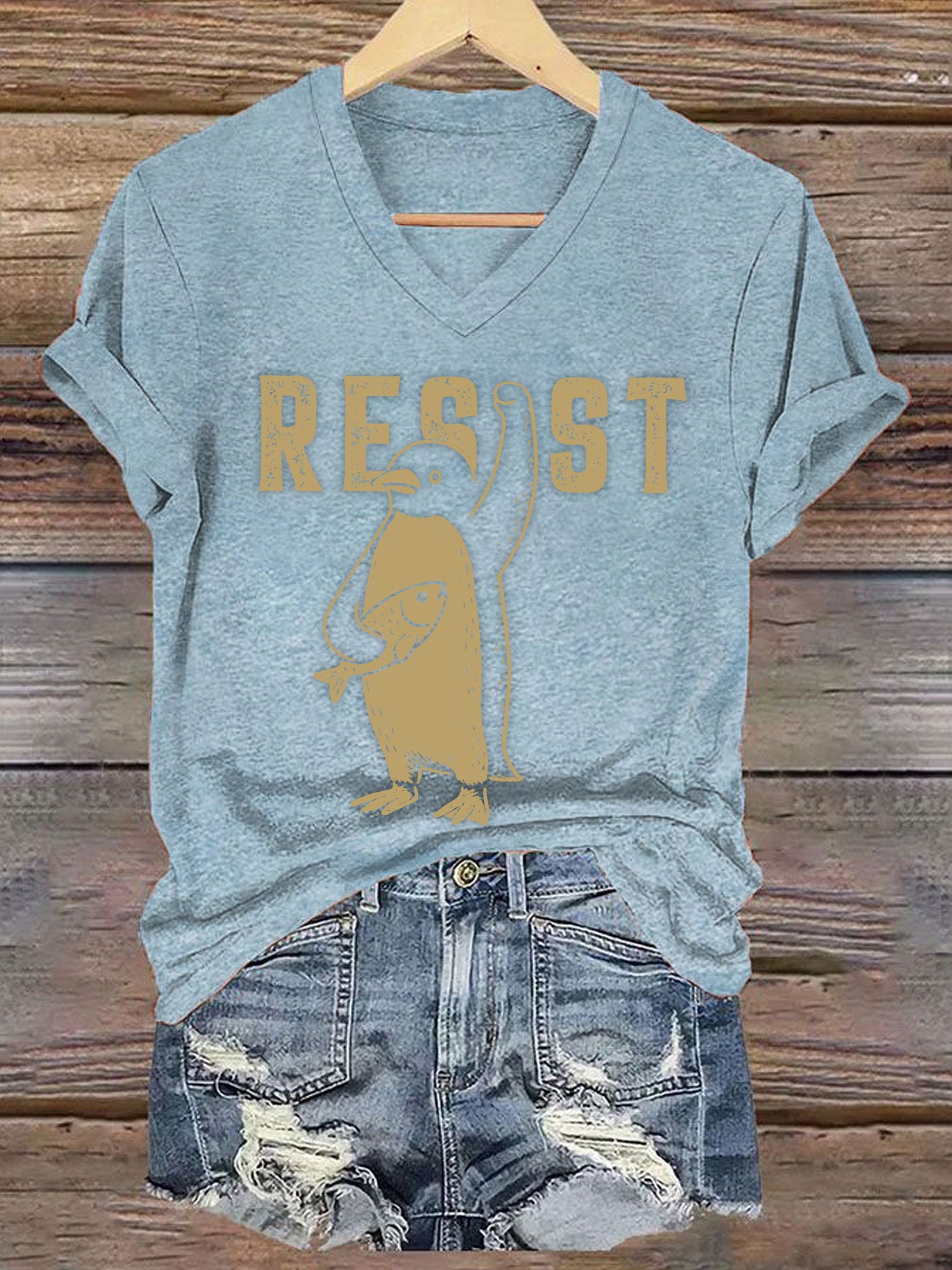 🔥Buy 3 Get 15% Off🔥Women's Penguin Resist Printed Short-Sleeved T-Shirt