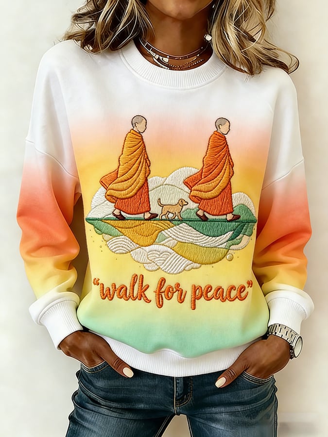 Monks participated in a peace walk with their peace dog Women's Sweatshirt
