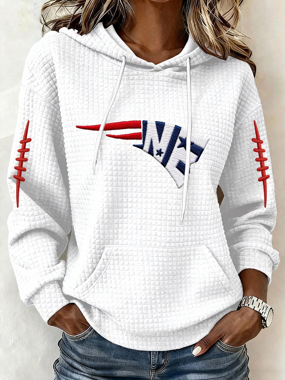 Women’s Football Graphic Waffle Knit Hoodie