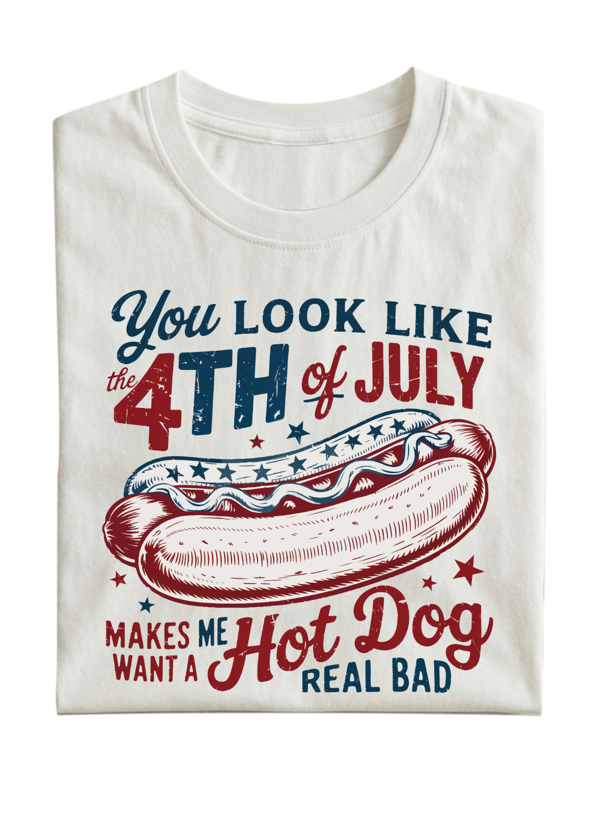 You Look Like The 4th Of July Hot Dog Cotton Short-sleeve T-shirt