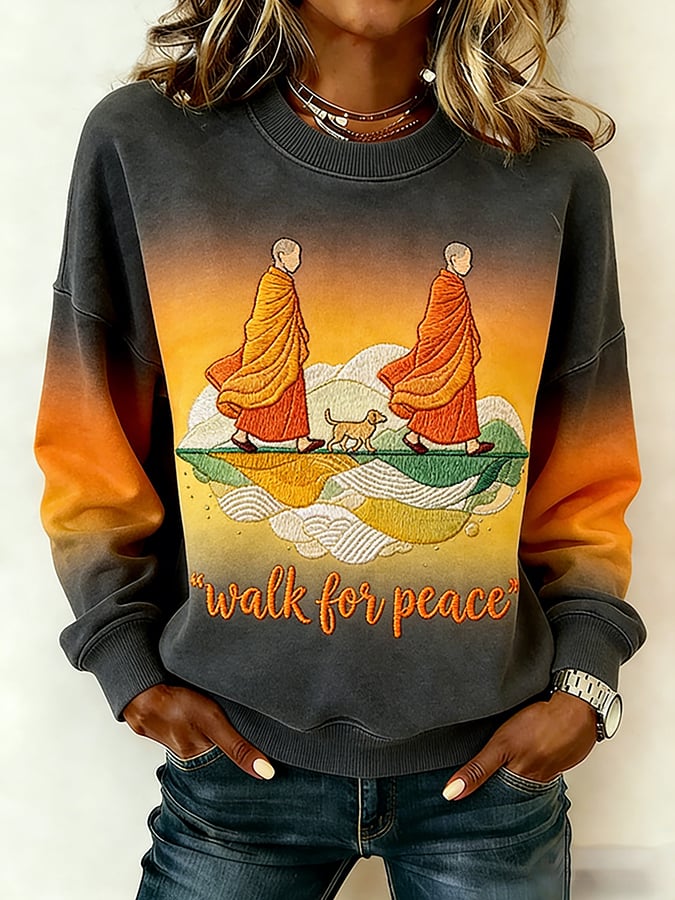 Monks participated in a peace walk with their peace dog Women's Sweatshirt