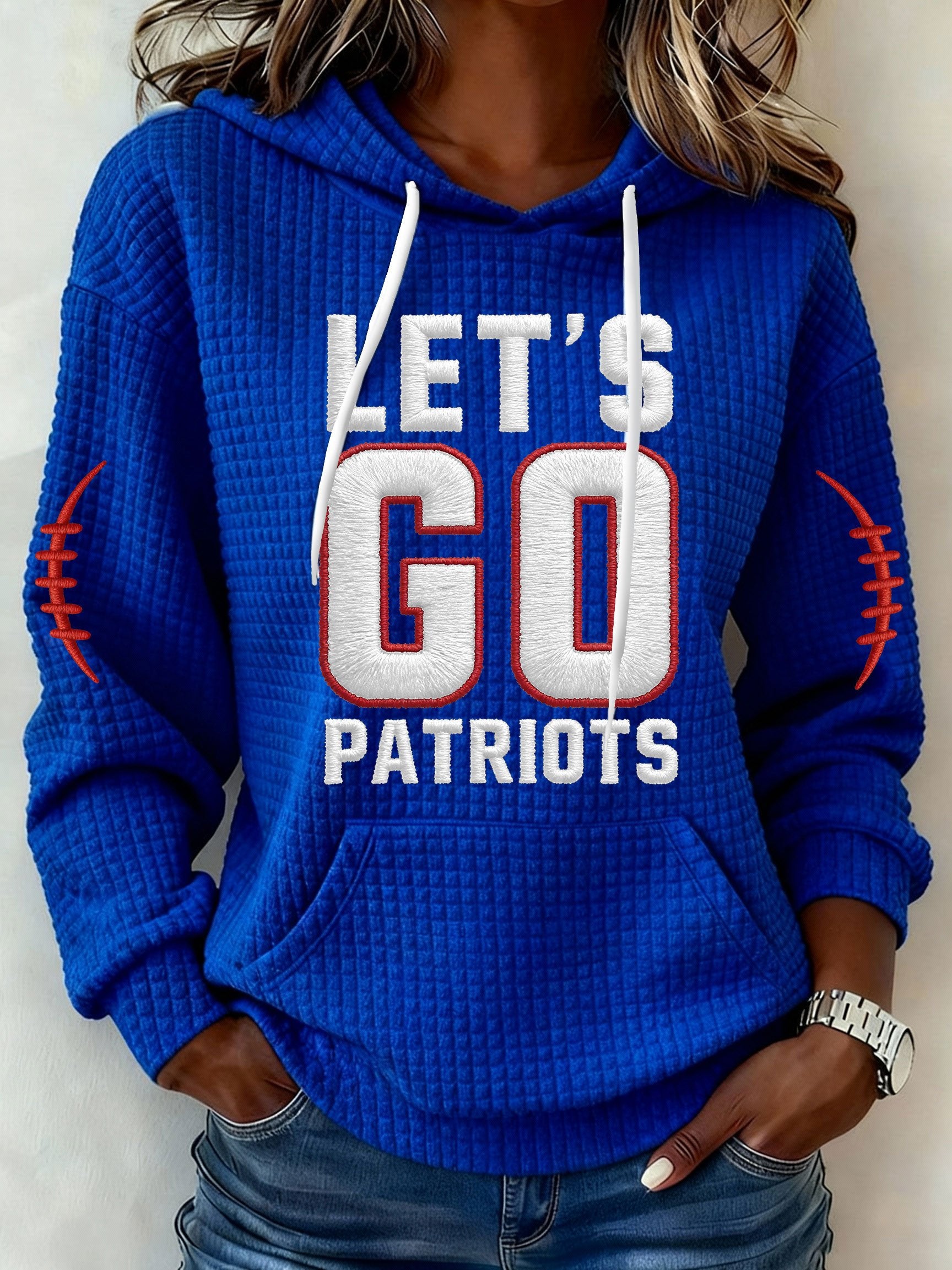 Women’s Football Graphic Waffle Knit Hoodie