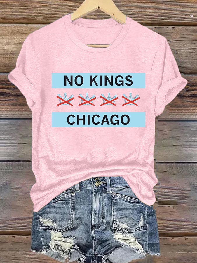 🔥Buy 3 Get 15% Off🔥Women's No Kings Chicago Flag Print T-Shirt