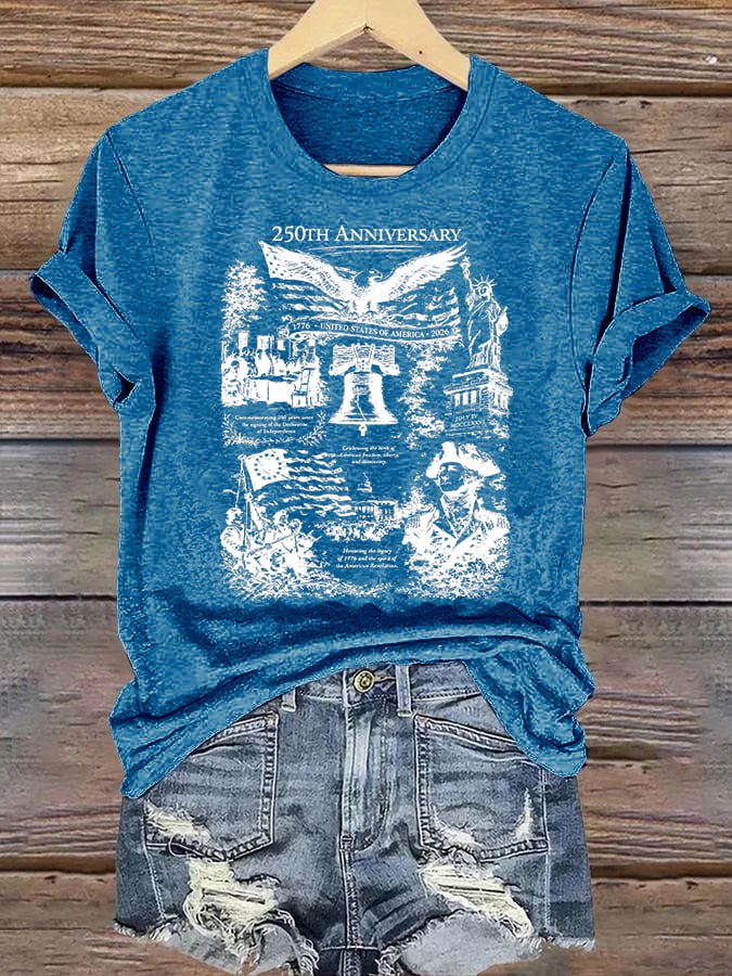 Women's Retro USA 250th Anniversary Print T-Shirt