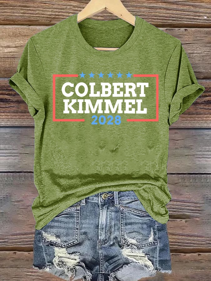 Women's Talk Show Colbert Kimme 2028 Print T-Shirt