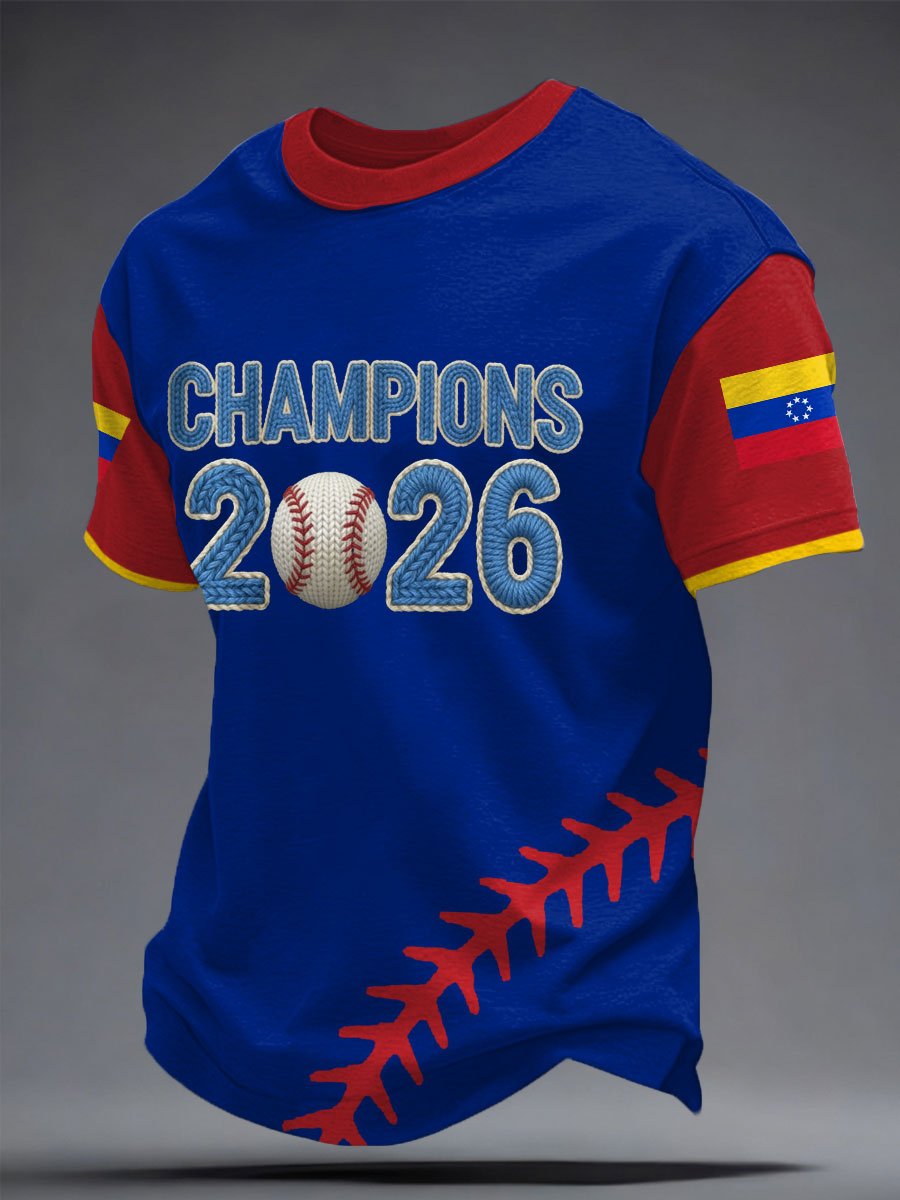 Men's Venezuelan Baseball Champions Print Casual T-shirt