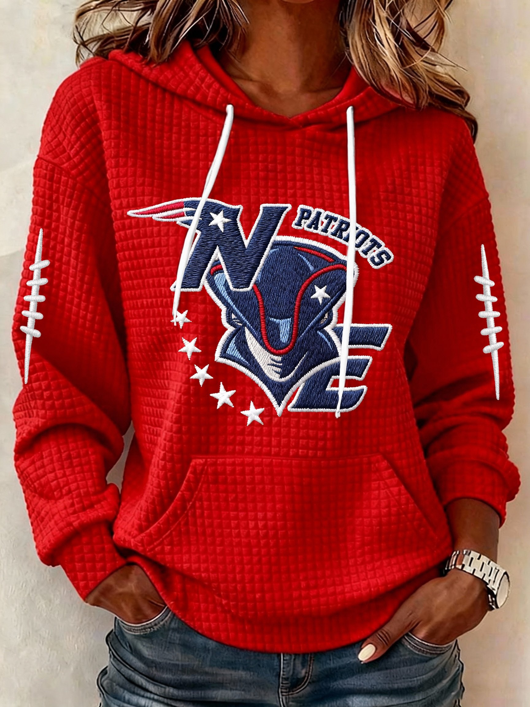 Women’s Football Graphic Waffle Knit Hoodie