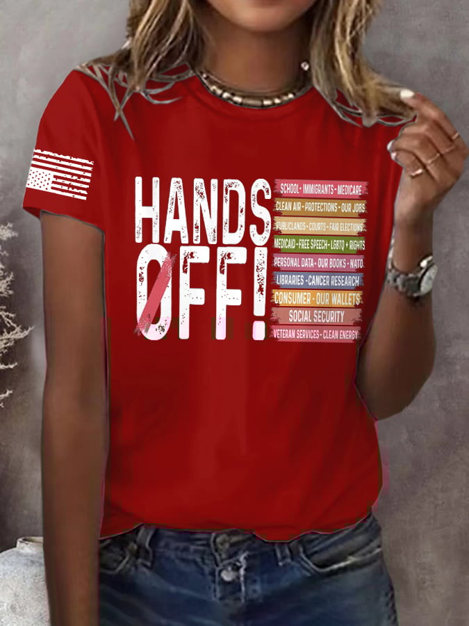 🔥Buy 3 Get 15% Off🔥Women's Retro Hands Off Protest Print T-Shirt