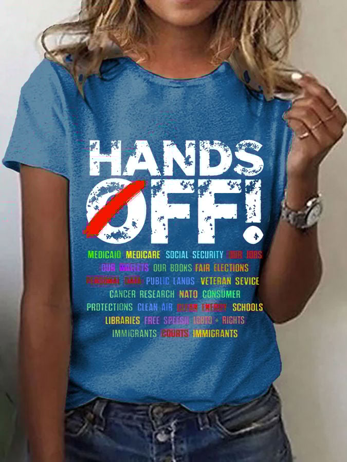 🔥Buy 3 Get 15% Off🔥Women's Hands Off Protest Print Casual T-Shirt