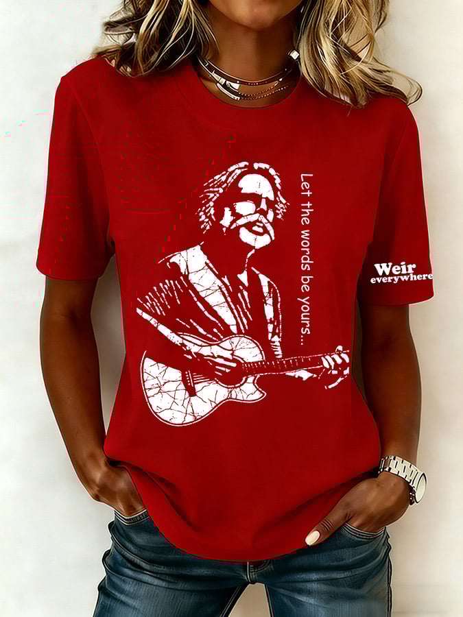 🔥Buy 3 Get 15% Off Women's Let The Words Be Yours Print Round Neck T-shirt