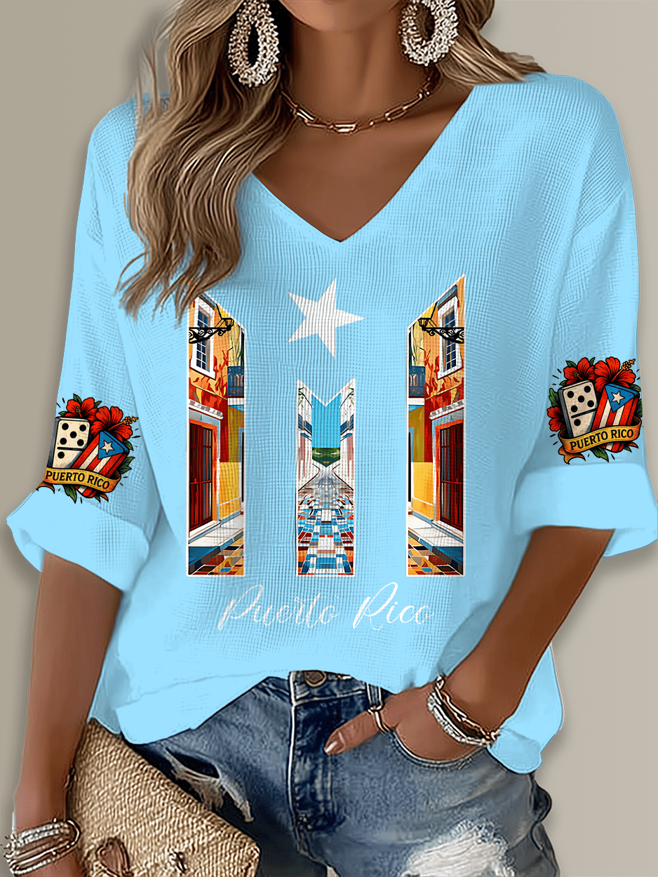 Puerto Rico Singer Boricua Printed Long Sleeve Top