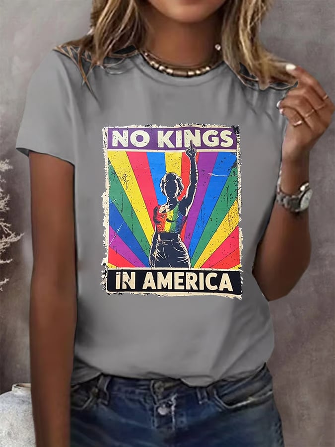🔥Buy 3 Get 15% Off🔥No Kings In America Print T-shirt