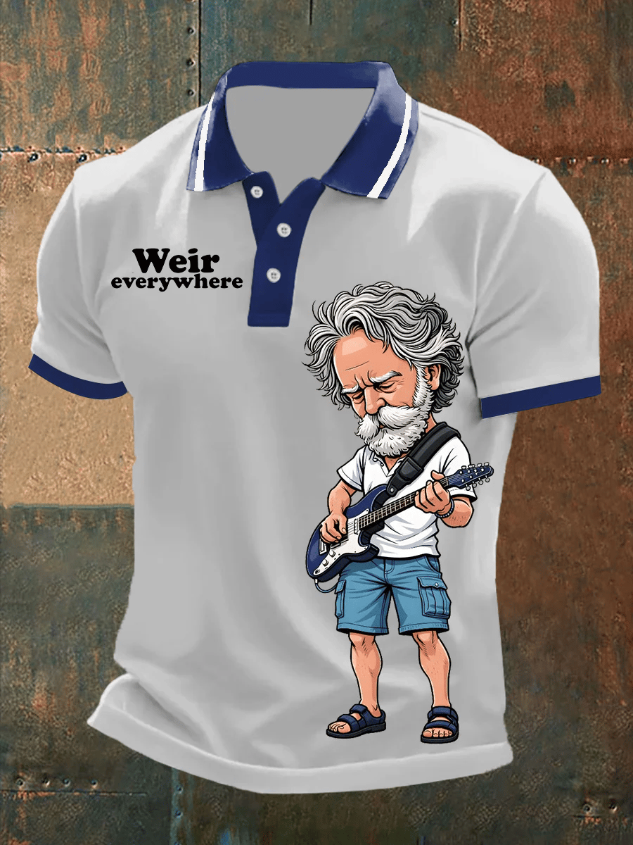 ๐ฅBuy 3 Get 15% Off Men's RIP Bob Weir Weir Everywhere Print Polo Shirt