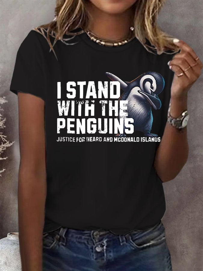 🔥Buy 3 Get 15% Off🔥Women's I Stand With The Penguins Printed Short-Sleeved T-Shirt