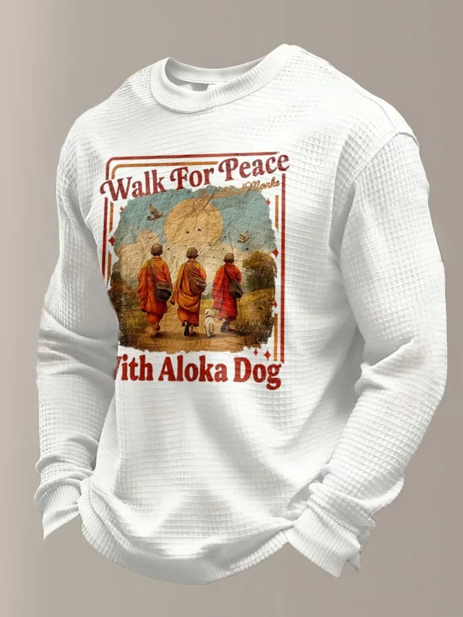 Men's Walk For Peace Printed Casual Long-Sleeved Top