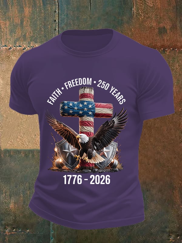 Men's Faith-Freedom-Legacy 250 years strong Print T-Shirt
