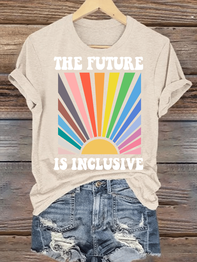 Women's Pride Month Rainbow Print T-Shirt