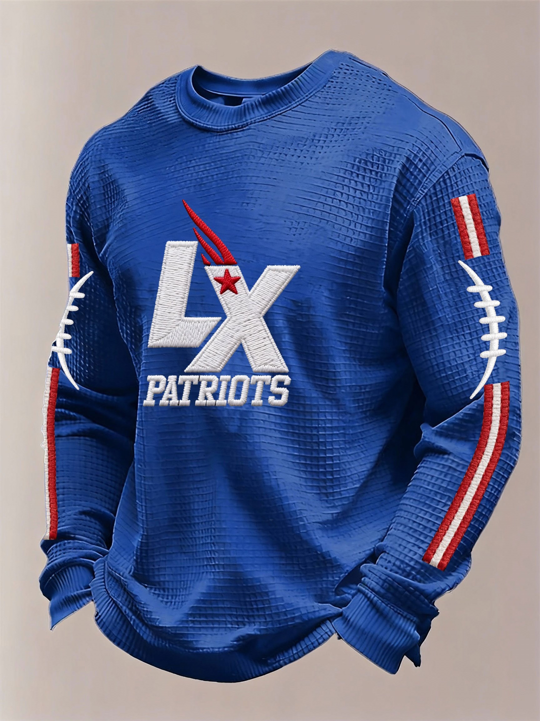 Men’s Football Graphic Waffle Knit Long Sleeve Crewneck T-Shirt