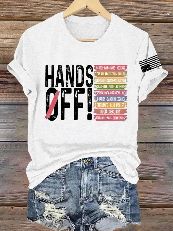 🔥Buy 3 Get 15% Off🔥Women's Retro Hands Off Protest Print T-Shirt
