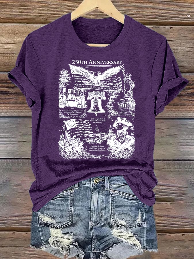 Women's Retro USA 250th Anniversary Print T-Shirt
