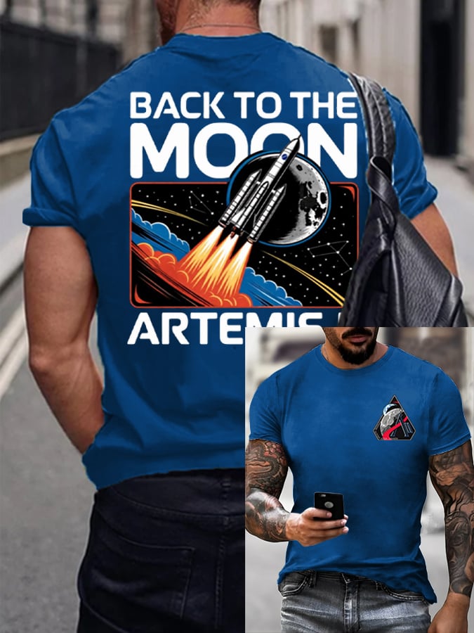 Men's Artemis II Round Neck Casual Printed T-Shirt