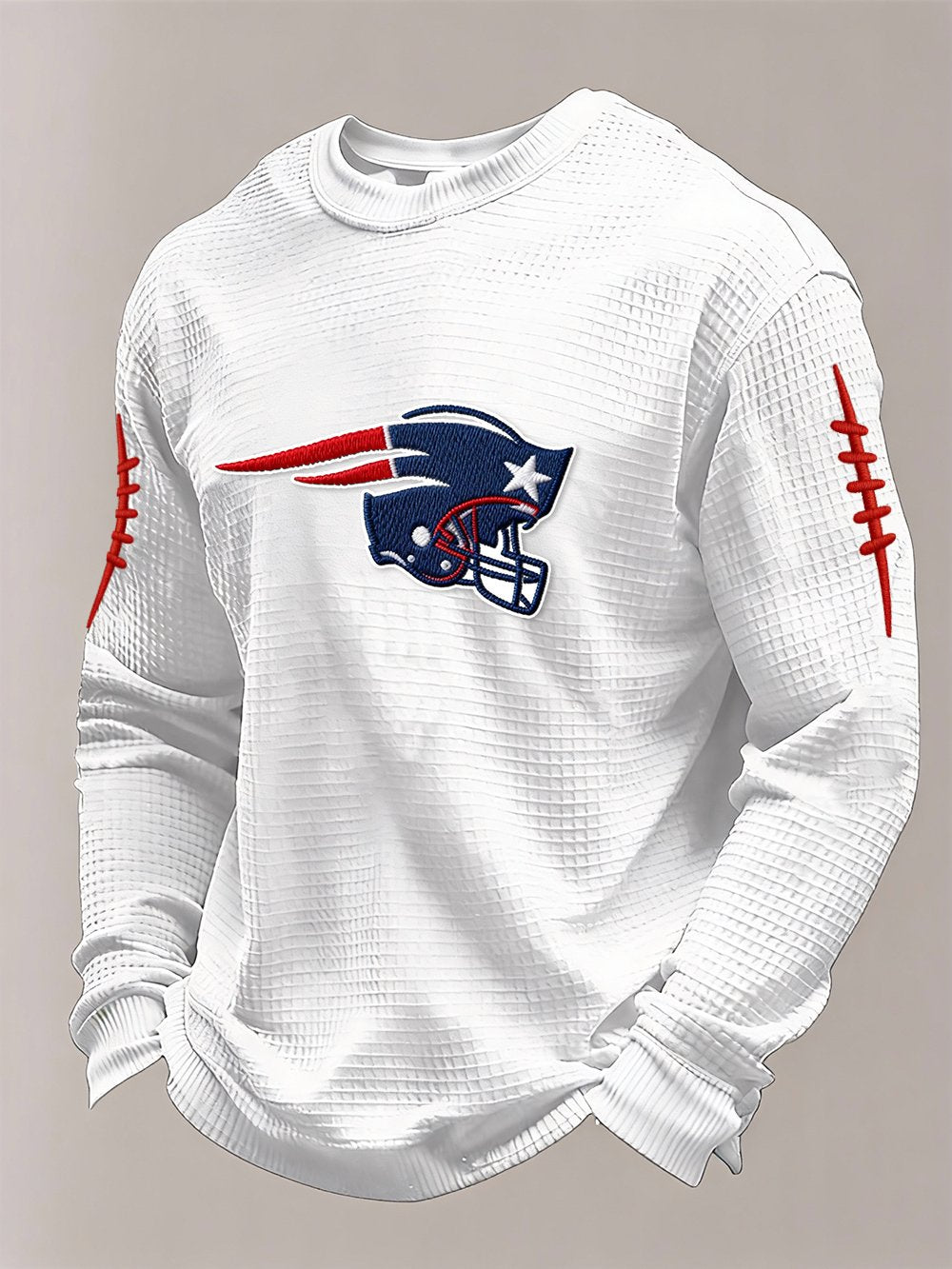 Men’s Football Graphic Waffle Knit Long Sleeve Crewneck T-Shirt
