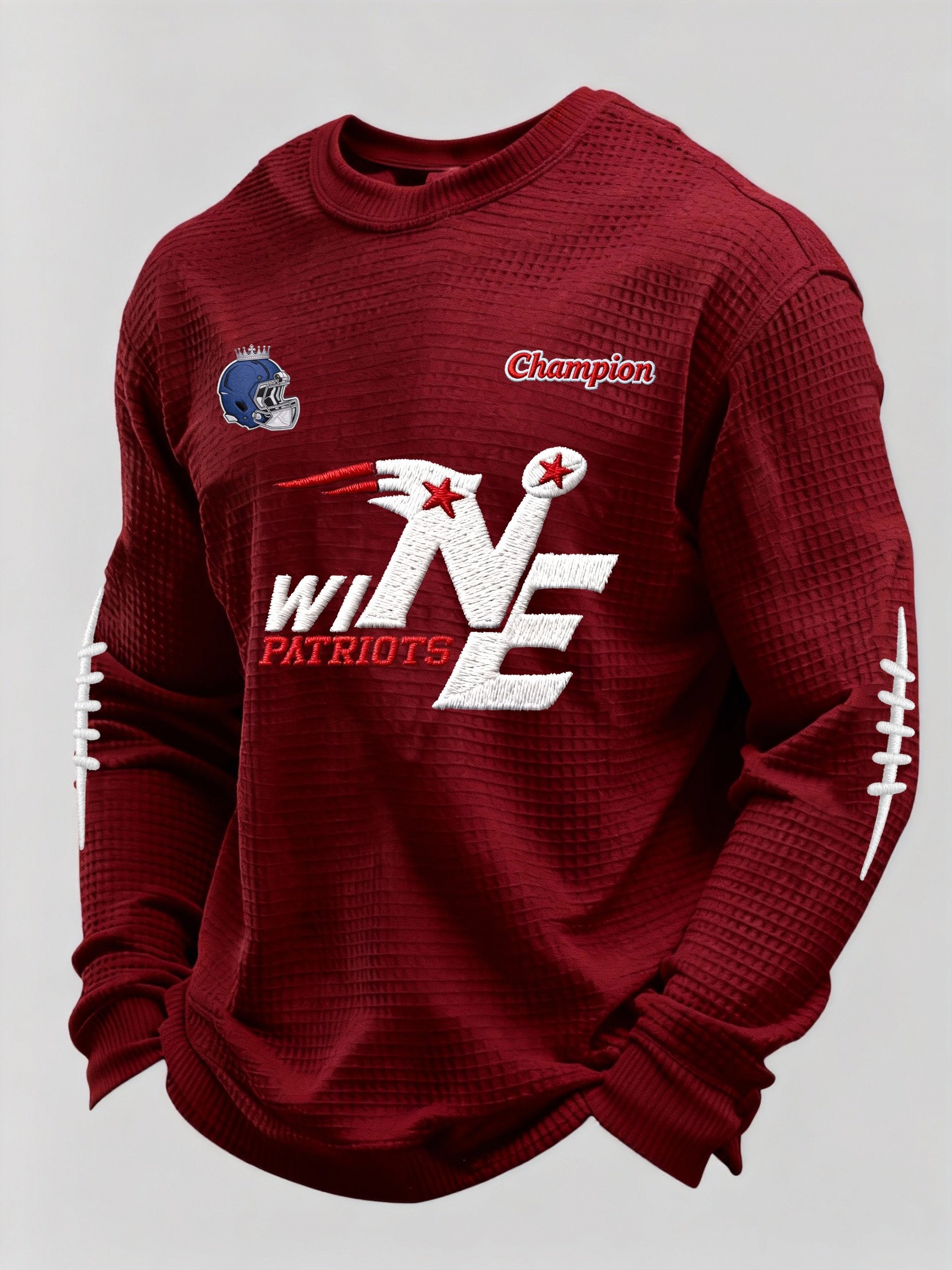 Men’s Football Graphic Waffle Knit Long Sleeve Crewneck T-Shirt