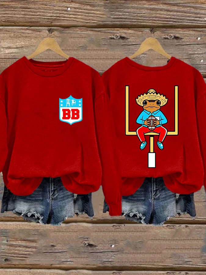 Women's Bunny Football Music Lover Print Casual Sweatshirt