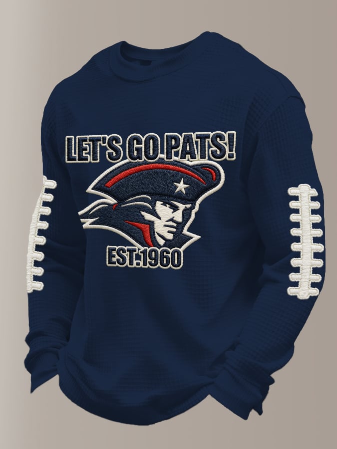 Men's Retro Football Print Casual Long-Sleeved Top