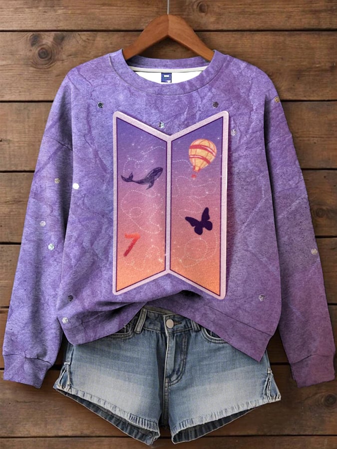 🔥Buy 3 Get 15% Off🔥Women's BTS lovers Printed Regular Sweatshirt