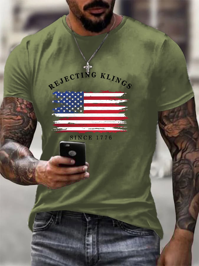 Men's Casual Rejecting Kings Printed T-shirt