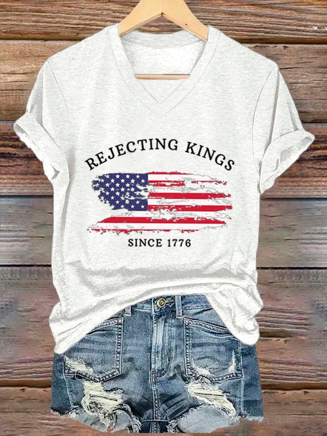 🔥Buy 3 Get 15% Off🔥Women's Rejecting Kings Since 1776 Printed Casual T-Shirt