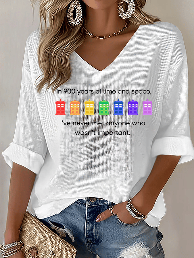 V-Neck Pride Rainbow Police Box , LGBT Pride Month T-shirt