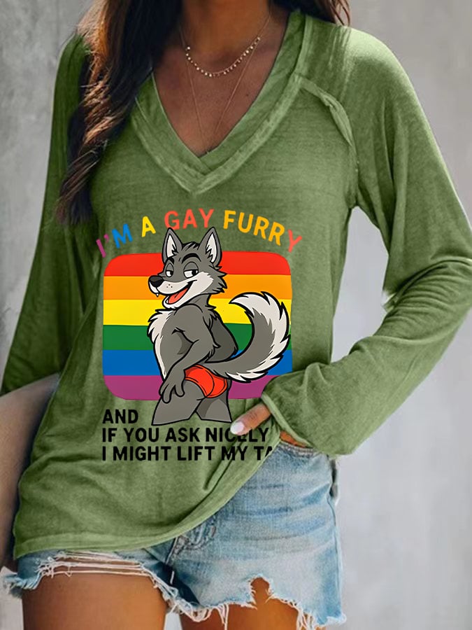Women's I'm a gay furry Funny LGBTQ Pride Month Shirt