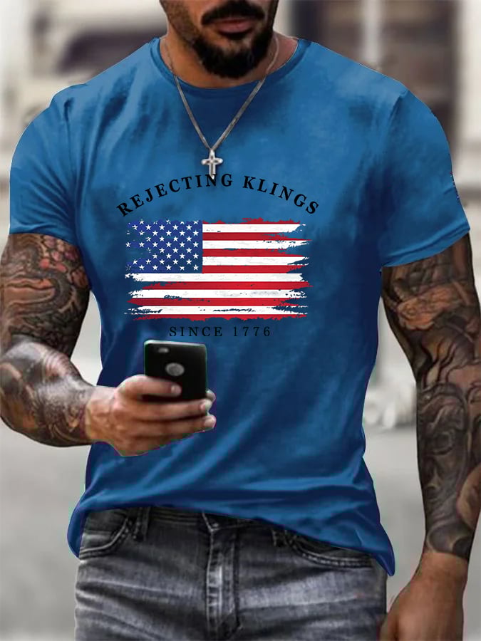Men's Casual Rejecting Kings Printed T-shirt