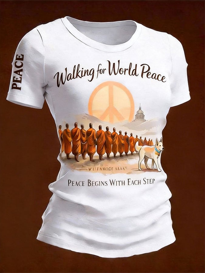 Monks' Peace Walk Event - Women's Short-Sleeve T-Shirt
