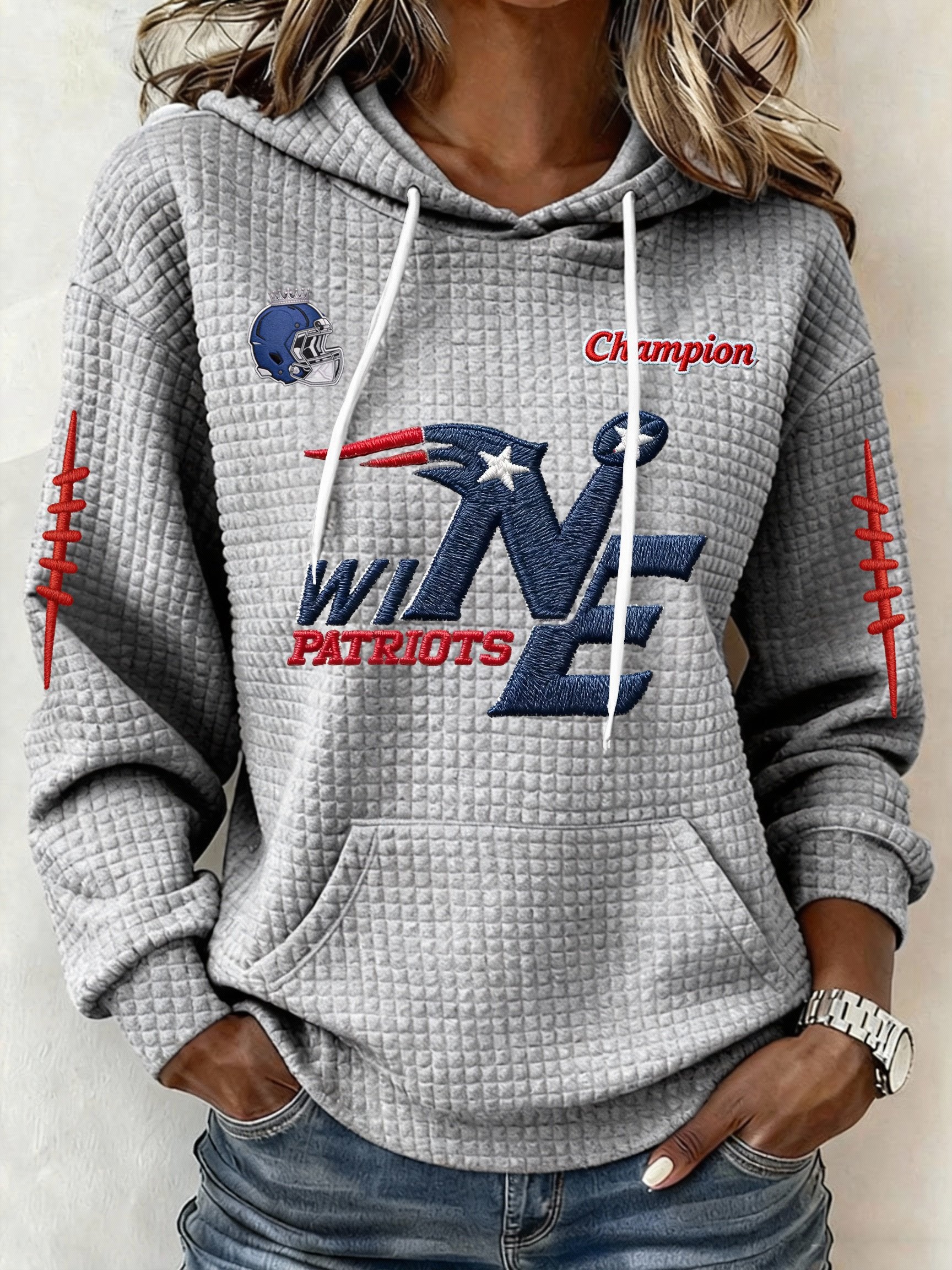 Women’s Football Graphic Waffle Knit Hoodie