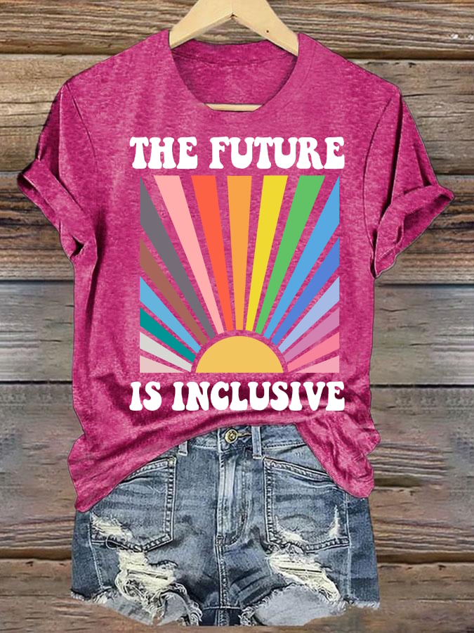 Women's Pride Month Rainbow Print T-Shirt