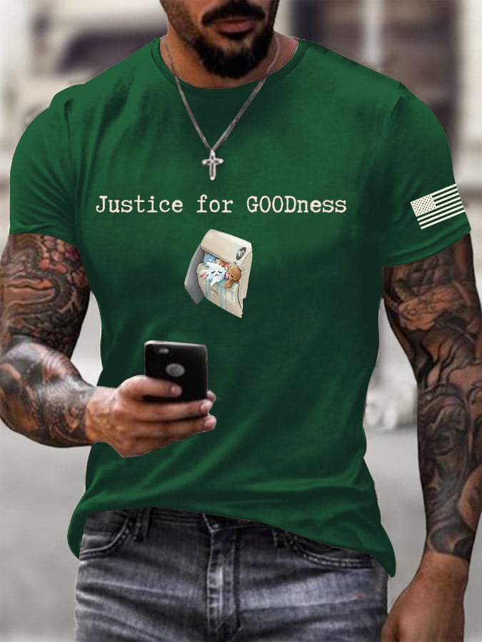 Men's Justice For GOODness Printed Casual T-shirt