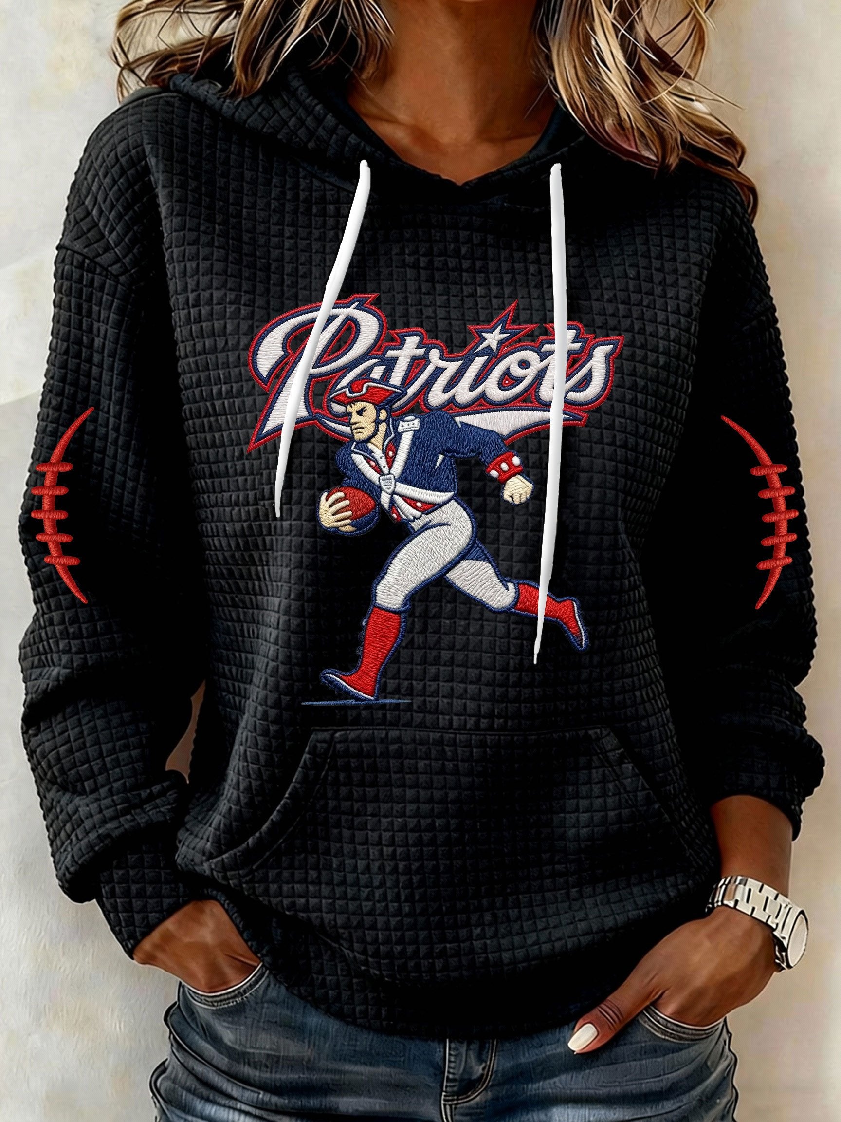 Women’s Football Graphic Waffle Knit Hoodie