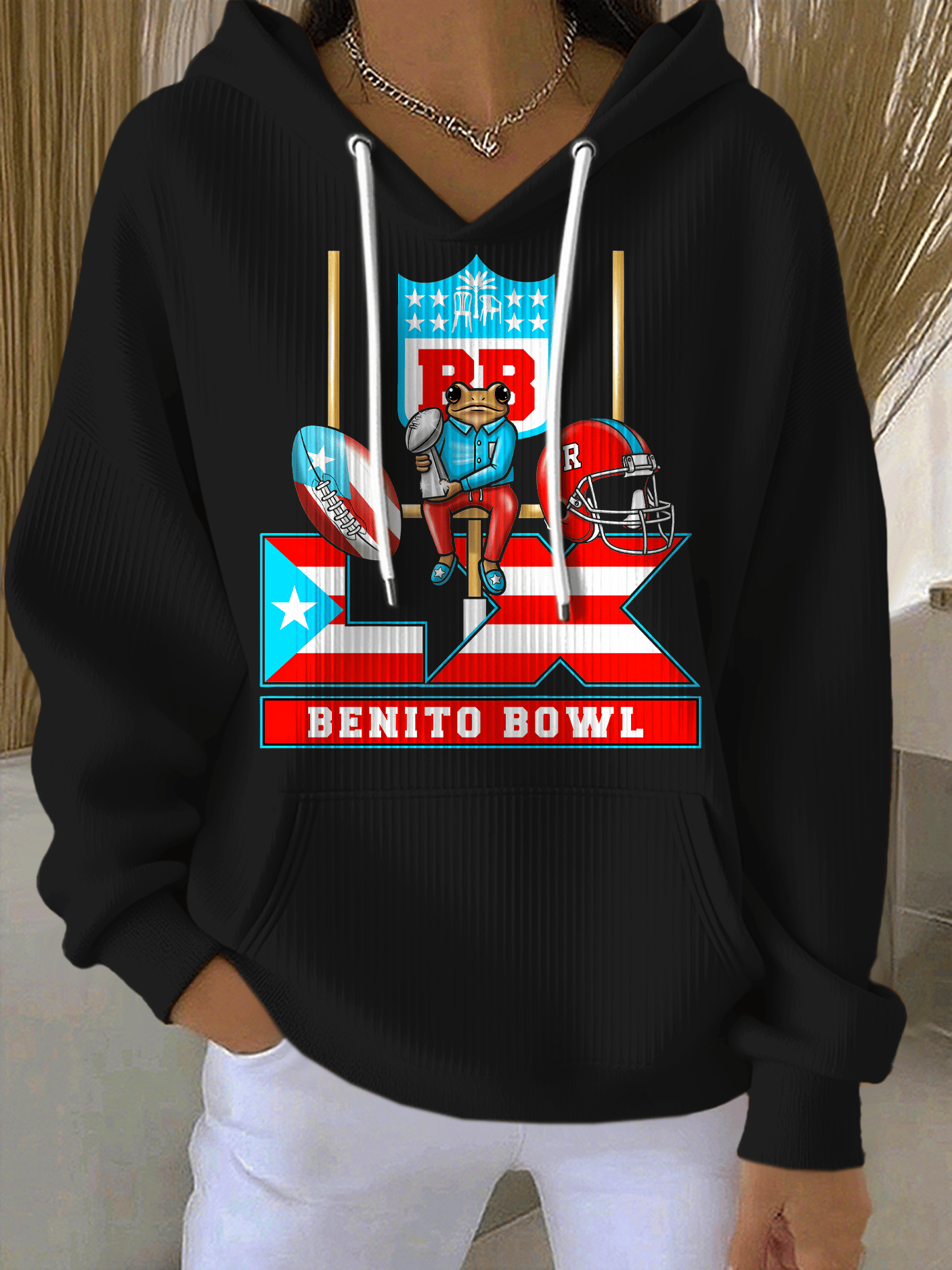 Women's Puerto Rico Singer Benito Bowl Print Casual Hoodies