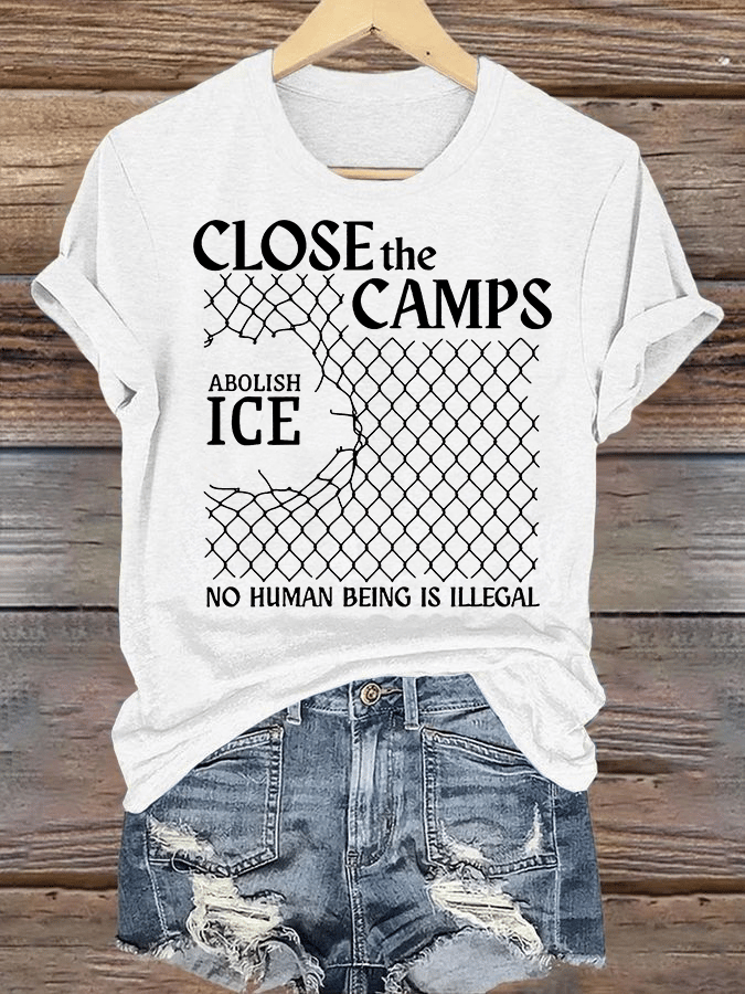 Women's Abolish ICE Close The Camps Print T-Shirt