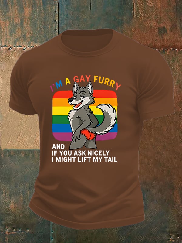 Men's I'm a gay furry Funny LGBTQ Pride Month Shirt