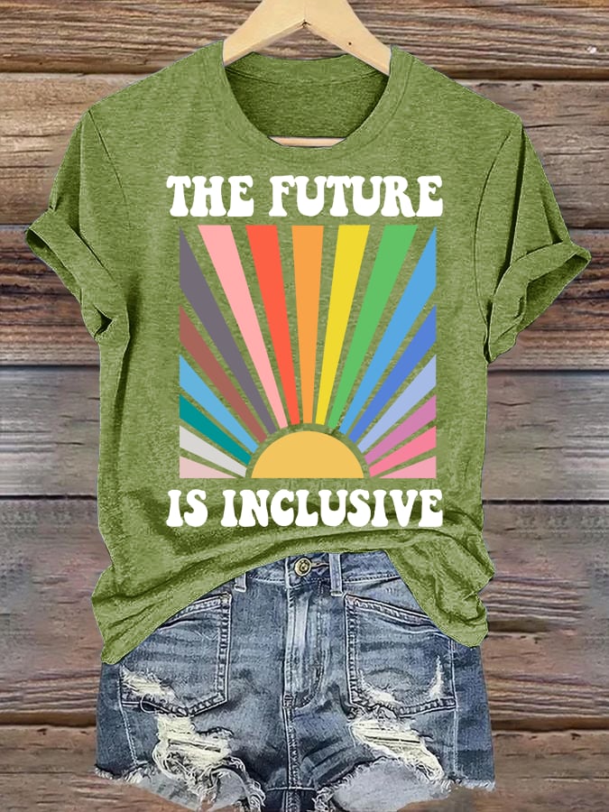 Women's Pride Month Rainbow Print T-Shirt